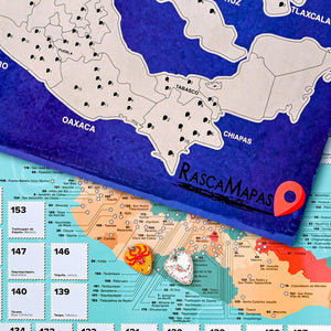 Mapa rascable de Zonas Arqueológicas + Mapa rascable de 132 + 45 Pueblos Mágicos COMBO