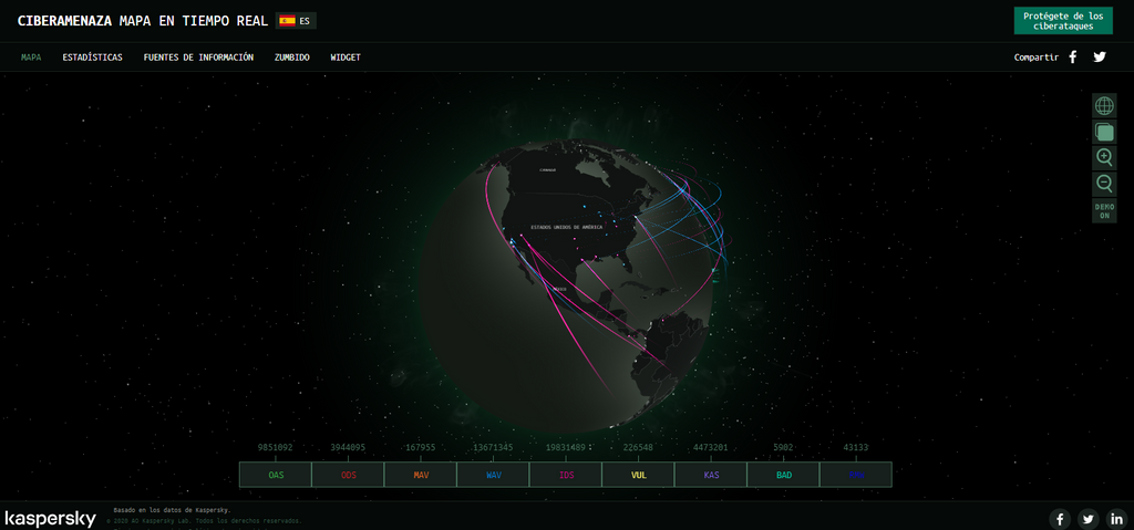 Un mapa interactivo que te muestra ataques cibernéticos en tiempo real