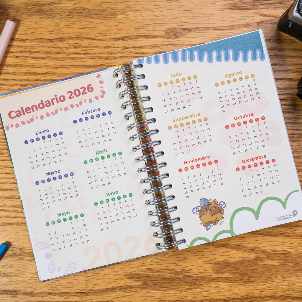 Agenda 2026 - DIARIA y SEMANAL - Rasca Mapas