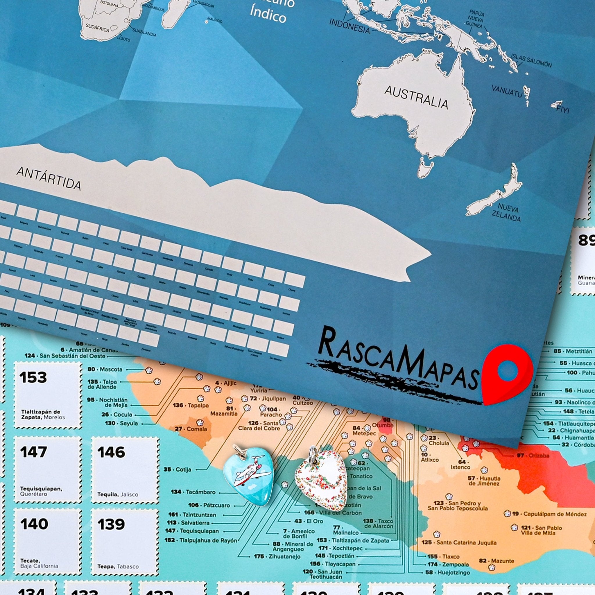 Mapa rascable de 177 Pueblos Mágicos + Mapa rascable del mundo COMBO - Rasca MapasMapa rascable de 177 Pueblos Mágicos + Mapa rascable del mundo COMBO