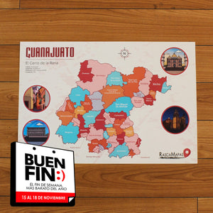 Mapa Rascable de Guanajuato con Plumilla de Colección | Dividido en Municipios - Rasca MapasMapa Rascable de Guanajuato con Plumilla de Colección | Dividido en Municipios