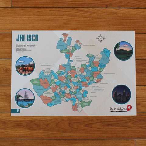 Mapa Rascable de Jalisco con Plumilla de Colección | Dividido en Municipios - Rasca MapasMapa Rascable de Jalisco con Plumilla de Colección | Dividido en Municipios