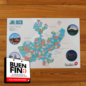 Mapa Rascable de Jalisco con Plumilla de Colección | Dividido en Municipios - Rasca MapasMapa Rascable de Jalisco con Plumilla de Colección | Dividido en Municipios