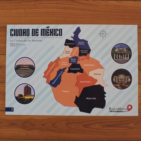 Mapa Rascable de la Ciudad de México con Plumilla de Colección | Dividido en Alcaldías - Rasca MapasMapa Rascable de la Ciudad de México con Plumilla de Colección | Dividido en Alcaldías