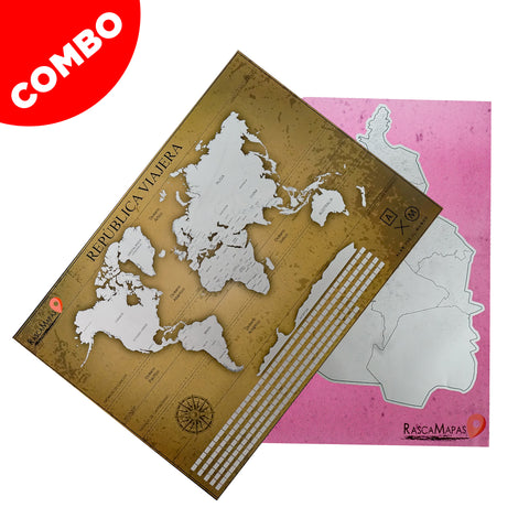 Mapa rascable de las colonias de la CDMX +  Mapa de Alan x el Mundo COMBO