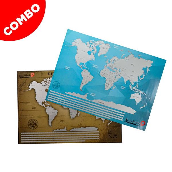 Mapa rascable del Mundo con banderas + Mapa de Alan x el Mundo COMBO