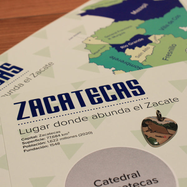 Mapa Rascable de Zacatecas con Plumilla de Colección | Dividido en Municipios