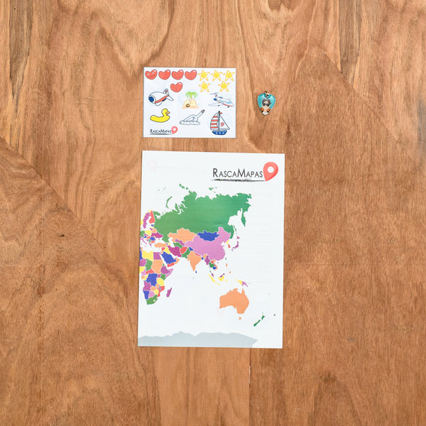 Mapa rascable del Mundo con banderas + Mapa de Alan x el Mundo COMBO