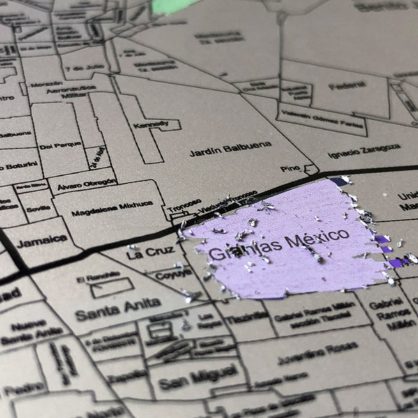 Rasca Mapa de la Ciudad de México divivida en colonias