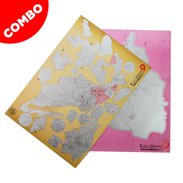 Mapa rascable de Municipios + Mapa rascable de CDMX COMBO